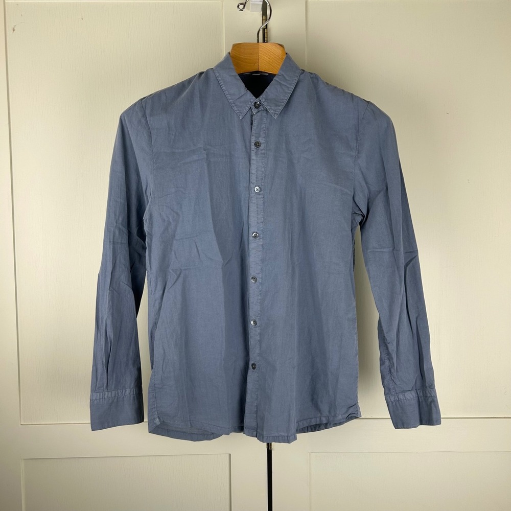 James Perse Mens 1/S Blue Gray Button Down Shirt Minimalist Sneaky Pete TV Prop